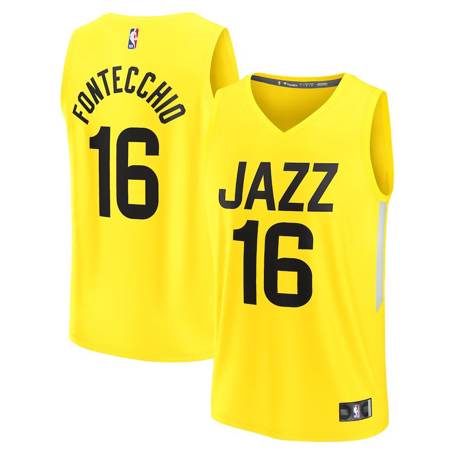 Men Utah Jazz #16 Simone Fontecchio Fanatics Branded Yellow 2022-23 Fast Break Replica Player NBA Jersey